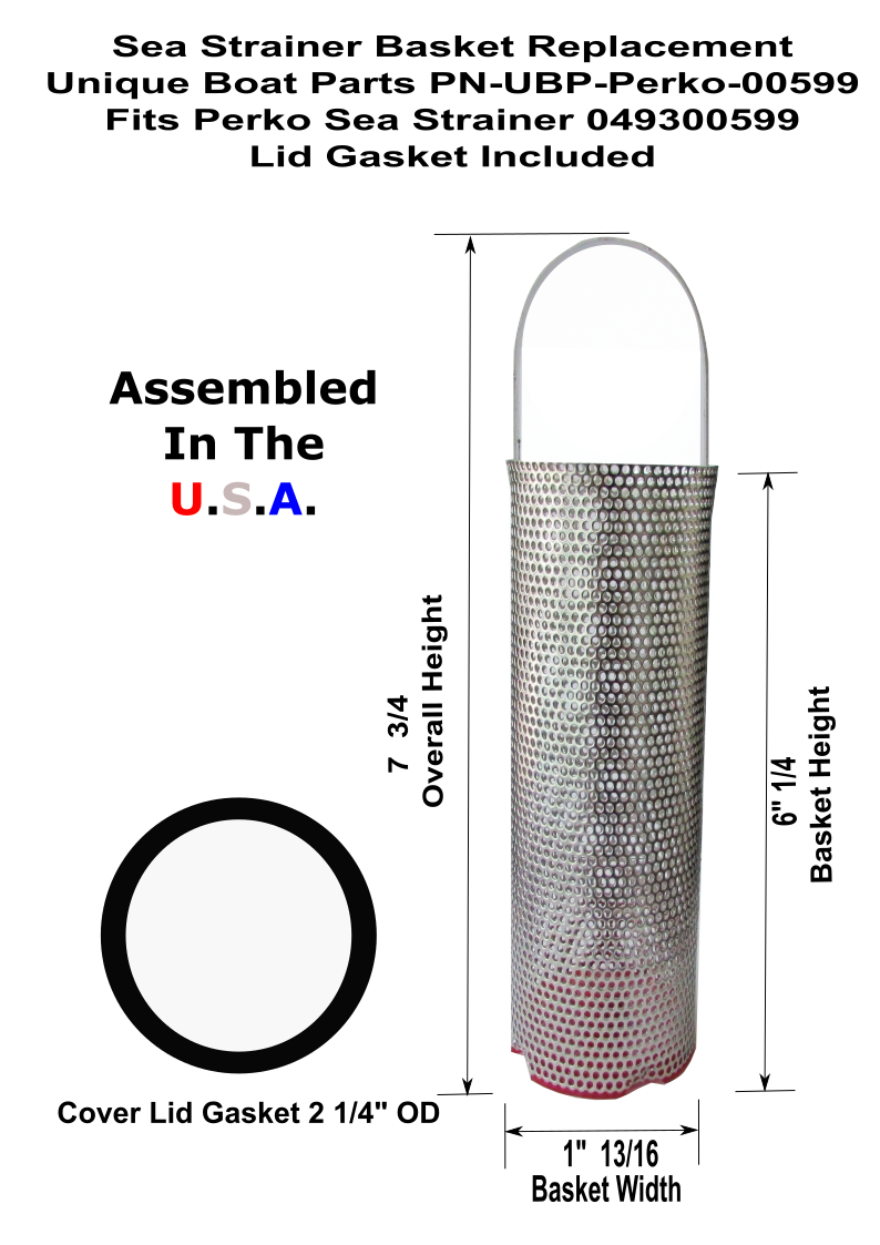 Raw Water Strainer Basket Replacement for Perko 049300599D