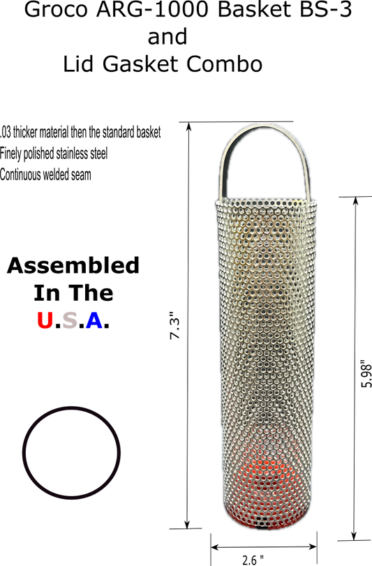 Sea strainer basket replacement fits Groco ARG-1000  BS-3